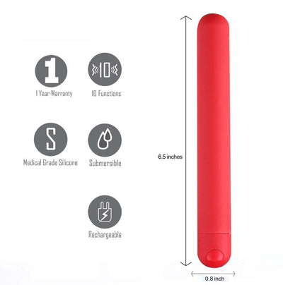 Abbie Long Rechargeable Vibrating Bullet in Red