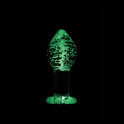Large Glow in the Dark Clear Glass Tapered Butt Plug