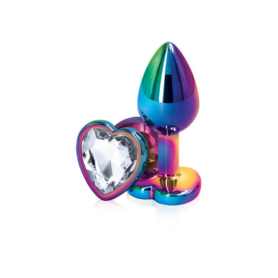 Rear Assets Multicolor Small Butt Plug with Clear Heart